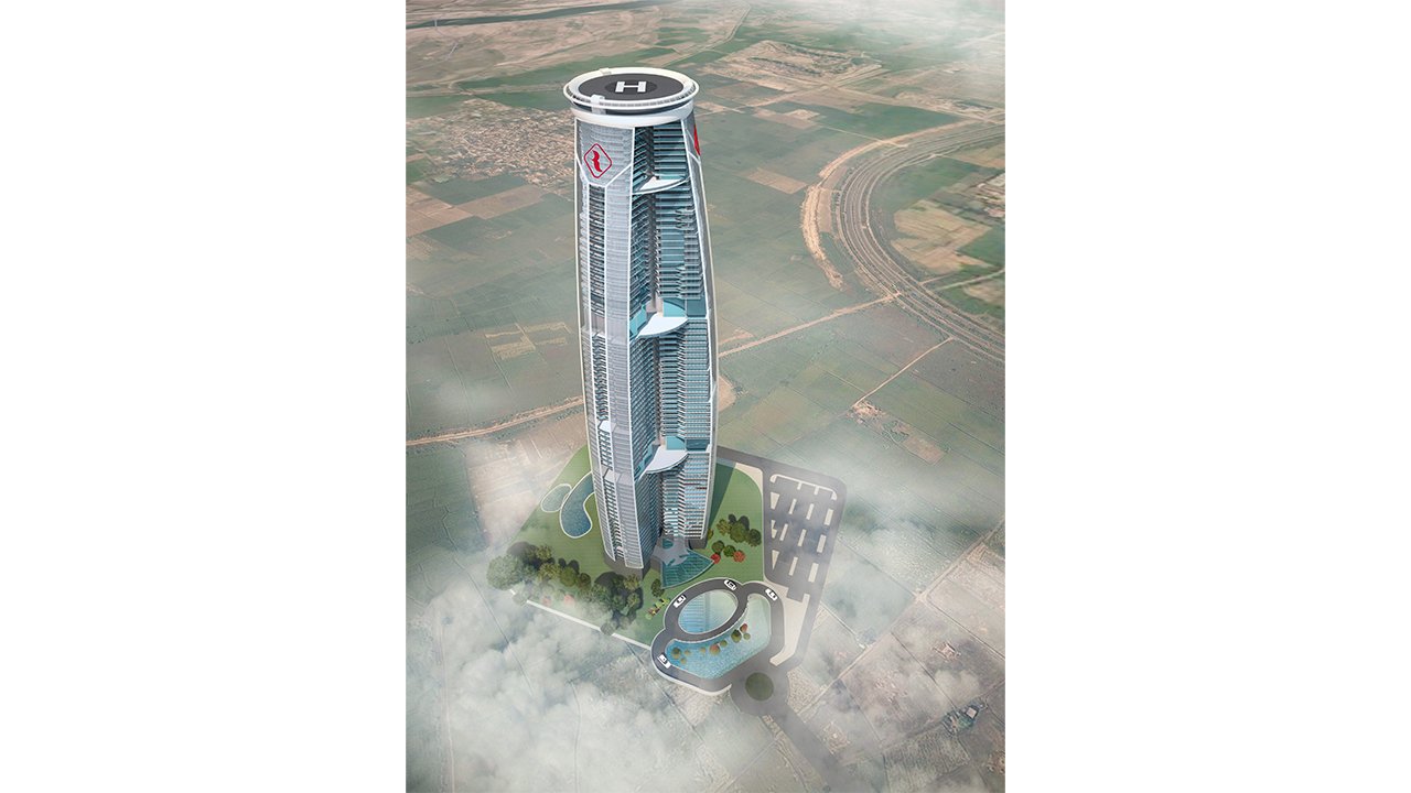Brys Buzz Noida, birdseye, podium and tower setback