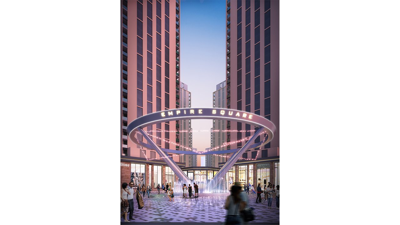 Empire World, street view from the plaza edge
