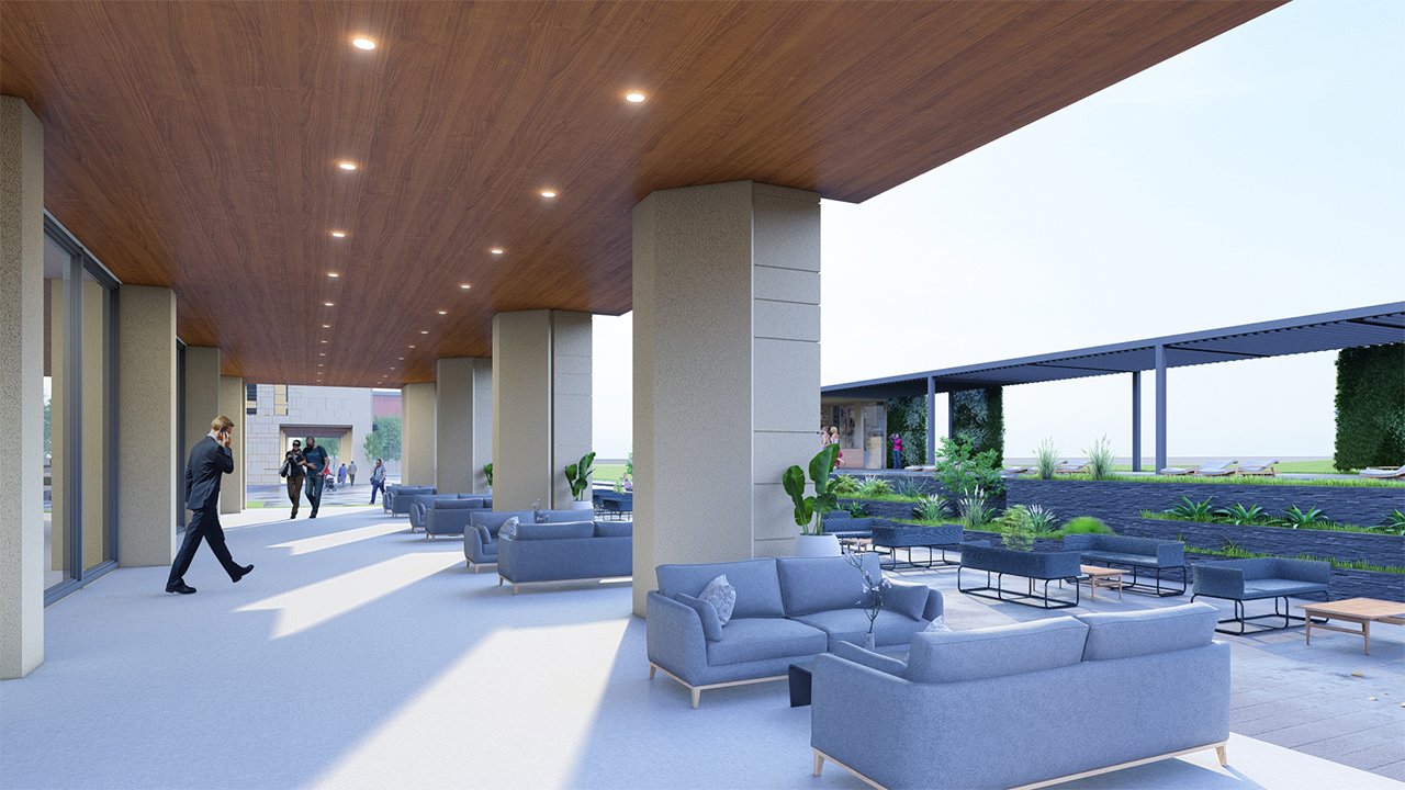 Garowe Resort, public plaza elevation