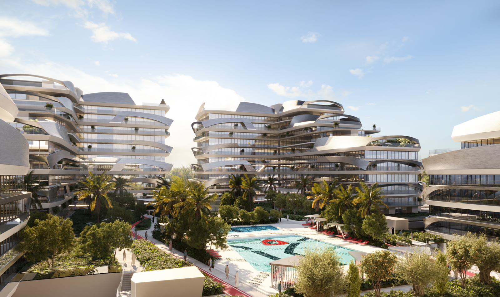 Tonino Lamborghini Residences, facade detail, ribbon geometry